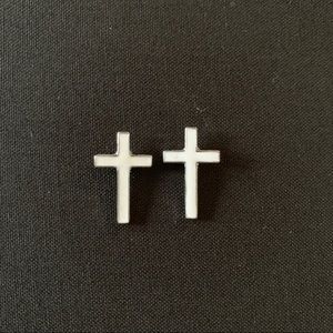 White cross stud earrings